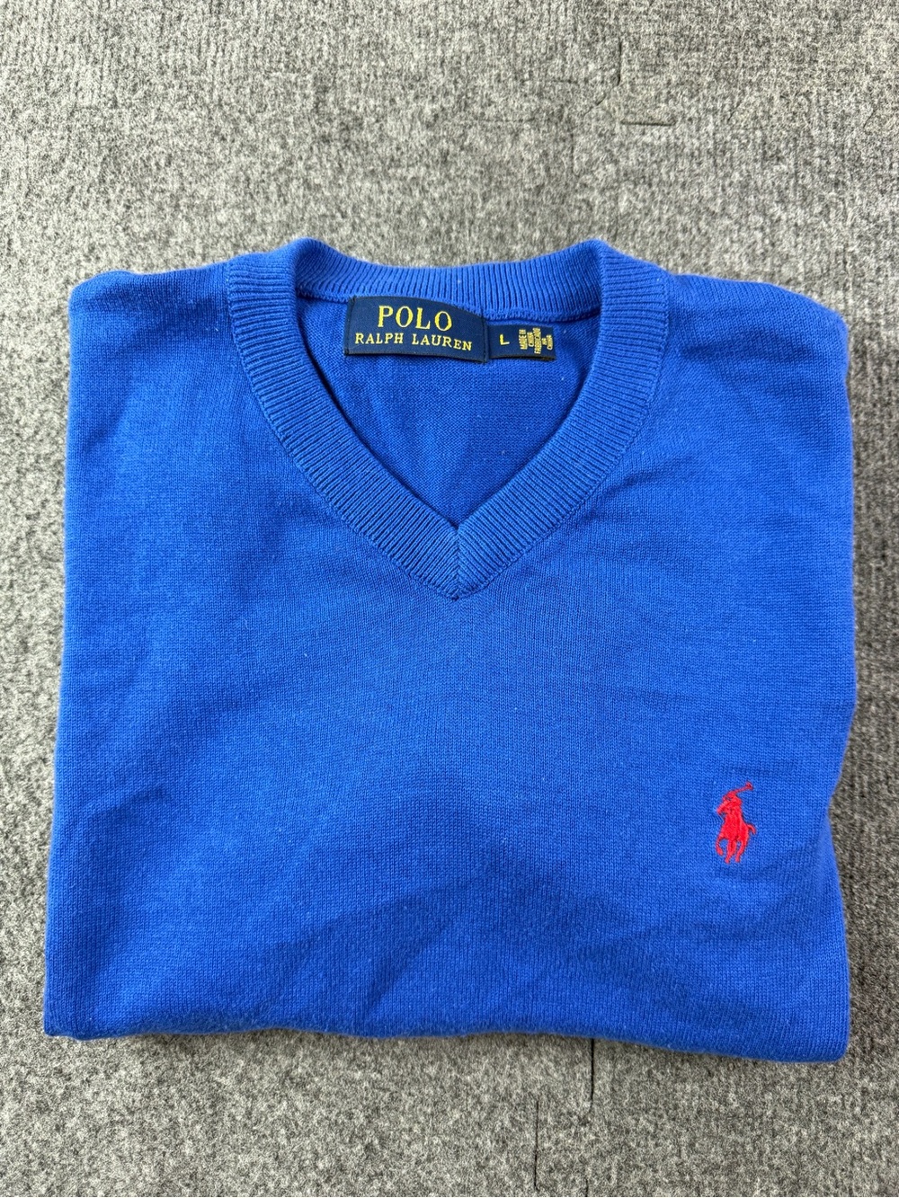 Polo Ralph Lauren Men’s 100% Cotton L/S V Neck Sweater Size L Blue